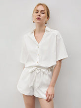 Women's V-Neck Shirt & Tie Waist Shorts Set
